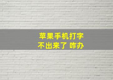 苹果手机打字不出来了 咋办